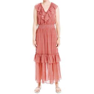MAX STUDIO Ruffled V-Neck Sleeveless Maxi Dress.Color:RSTBRCRD. New with Tag!